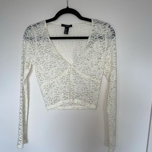 Ivory lace crop top